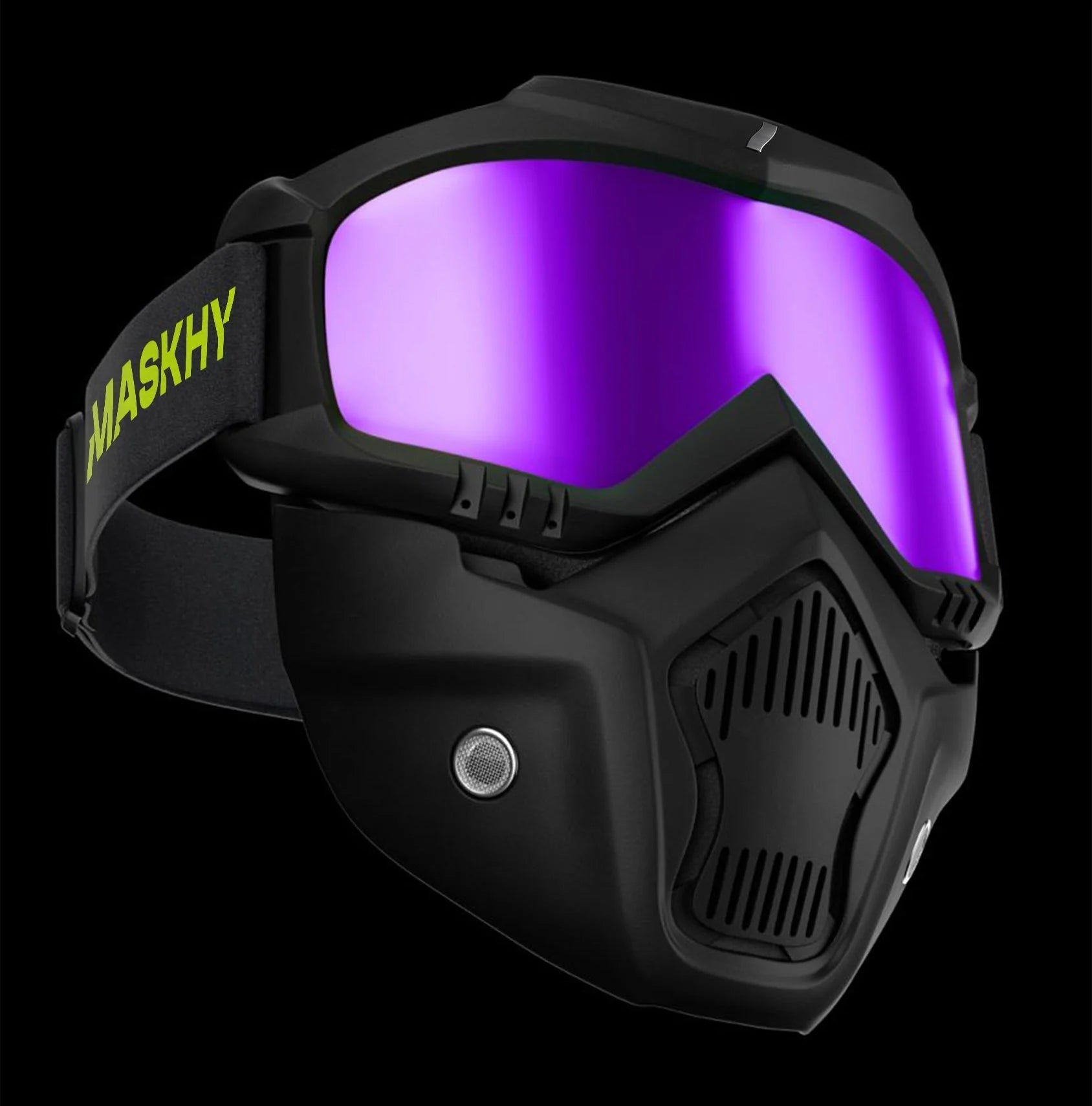 MASKHY Wavy full-face jet ski mask in Black Onyx, three-quarter view